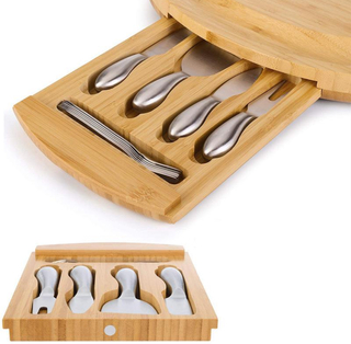 6x Bamboe kaasplank met accessoires