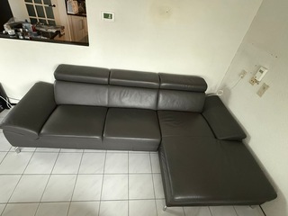 Leren Zit/ligbank, Montel, Donkergrijs / Antraciet