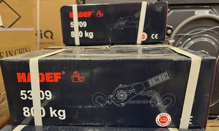2x 53/09 800kg 1.5m rateltakel met certificaat, HADEF Professional