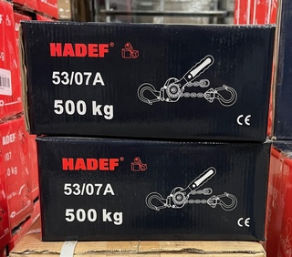 2x 53/07A 500kg 1m rateltakel met certificaat HADEF Professional