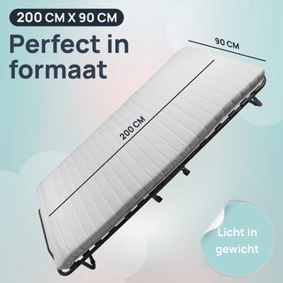 Luxe opklapbed/vouwbed met matras 90×200 cm Troonz