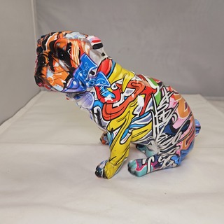 Bulldog sculptuur – Neon Grafitti dog