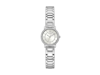 Guess Dames Horloge Melodie 28 mm   Zilveren Toon/Zilveren Toon/Wit