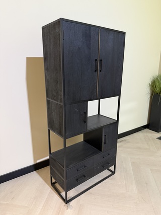 Hoge Zwarte Kast Mangohout Richfield, Zwart, 2025