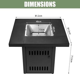 3x Vuurtafel incl. rooster voor grillen/bbq, verandert in tuintafel me