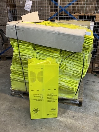 Ca. 90x Plastic veiligheidsdoos voor medisch afval, Hospidex