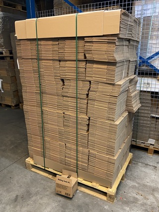 Pallet ca. 2160 verzenddozen 18x15x12cm zware enkelgolf, bruin