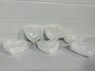 6x Seleniet schalen hartvorm, wit