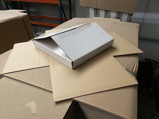 Pallet ca. 1200 stansdoos 260x260x30mm, wit