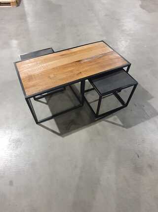 Industriële salontafelset – hout en zwart staal, Starfurn, 2024