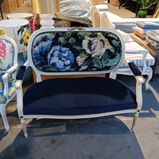 Vintage 2-zits bank en stoel, By Louise