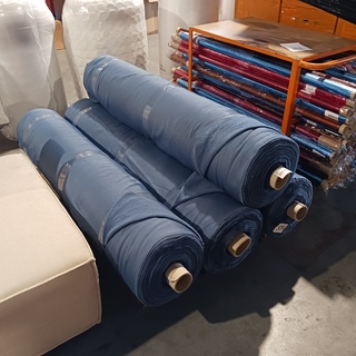 4x Rol gordijnstof, Robuuste Velours, staalblauw