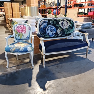 Vintage 2-zits bank en stoel, By Louise