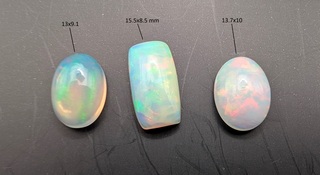 3x Ethiopische opaal, Edelsteen, Wit