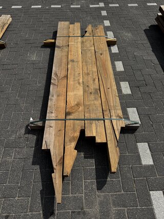 4x Douglas balk geschaafd met uitsparingen ,  6 x 19, 1x235/1x213/1x24