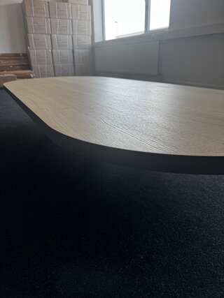 Tafelblad plat ovaal 220×90 cm | zwarte rand | eiken