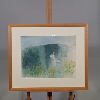 Aquarel, G. De Ruiter, Landschap, 1970