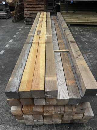 Ca. 13x Douglas paal | fijn bezaagd , 12 x 12 x 400 cm