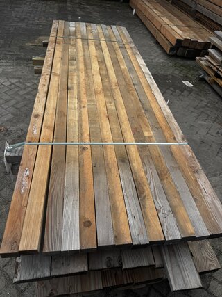 Ca. 14x Douglas balk | geschaafd | licht vergrijsd , 4,5 x 7 x 300 cm