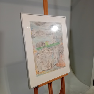 Tekening, G. Kooy, Man met honden in landschap 3, 1983