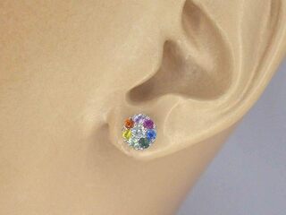 Witgouden oorbellen met diamant en saffieren