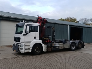 Vrachtwagen, MAN, TGS met laadkraan MEC en Haakarm Hiab, 2013