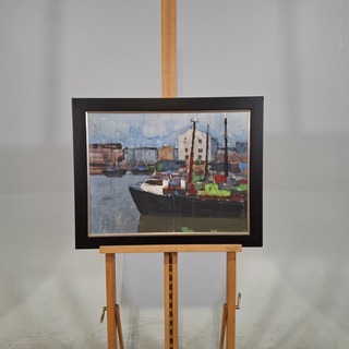 Schilderij, C.D. Ven, Haven ijmuiden, 1965