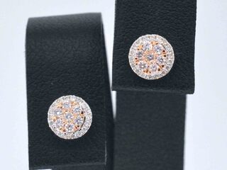 Witgouden oorbellen met natuurlijke roze en witte diamant