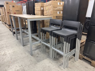 3x Statafel met 6x barkruk
