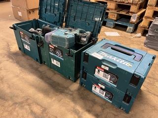 4x Bouwgereedschap in M-box (1x decoupeerzaag, 2x cirkelzaag) Makita,