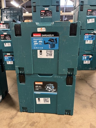 2x Bouwgereedschap in M-box (1x cirkelzaag, 1x combihamer) Makita, 1x