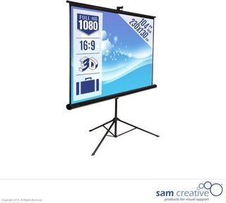 2x Projectiescherm HD Tripod 16:9 104″ 230×130 cm Sam Creative, PSHTY2