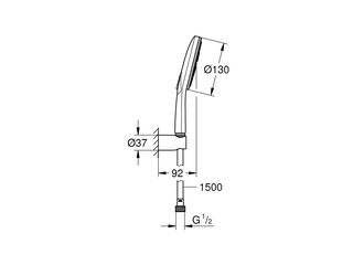 Grohe Rainshower SmartActive 130 Doucheset 3 straalsoorten wandhouder