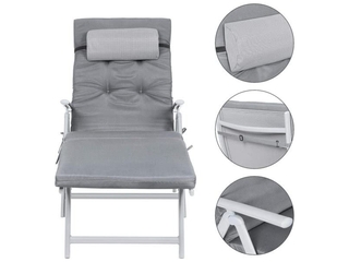 O’DADDY Ligbed tuin OpvouwbaarZonnebed met hoofdsteun Grijs