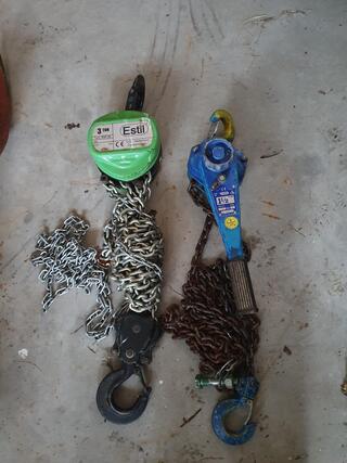 Hijs set bestaande uit handkettingtakel  3000kg en rateltakel 1500kg E