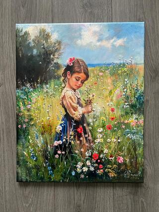 Natalia Mas (XX-) “Girl in flower meadow”