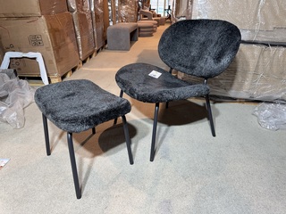 Fauteuil + hocker Home-bound, Pip, Zwart