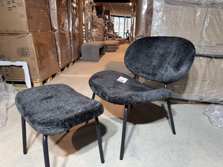 Fauteuil + hocker Home-bound, Pip, Zwart