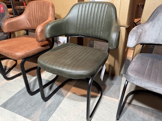 Set van 4 eetkamerstoelen, army microvezelstof, zwart metalen onderste