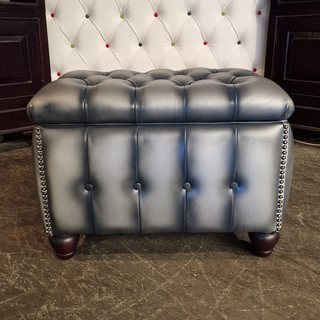 Hocker Chesterfield, Boxstool, zilver