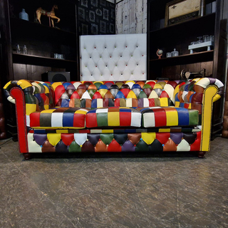 3-Zits Bank Chesterfield, Kameleon, meerkleurig