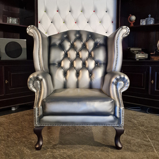 Fauteuil Chesterfield, King, zilver