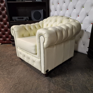 Fauteuil Chesterfield, Melbourne, crème