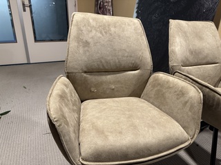 Set van 2 eetkamerstoelen, groen microvezelstof, zwart metalen poten