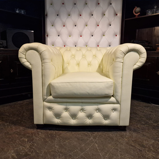 Fauteuil Chesterfield, Brighton, crème