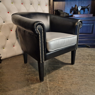 Fauteuil Chesterfield , Club Chair, zwart, zilver