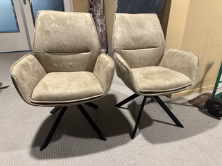 Set van 2 eetkamerstoelen, groen microvezelstof, zwart metalen poten