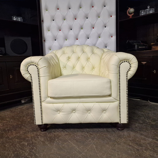 Fauteuil Chesterfield, Melbourne, crème