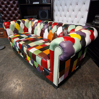 3-Zits Bank Chesterfield, Kameleon, meerkleurig