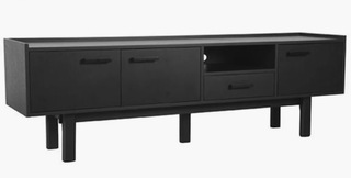 TV-dressoir, zwart acaciahout